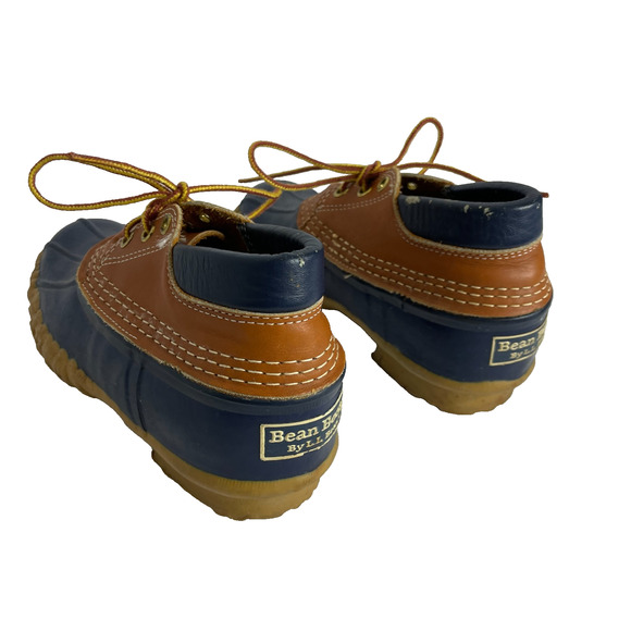 Women's 6 L.L.Bean Vtg Navy Blue Rubber Leather Trim Lace-Up Outdoors Duck Boots - Picture 7 of 10